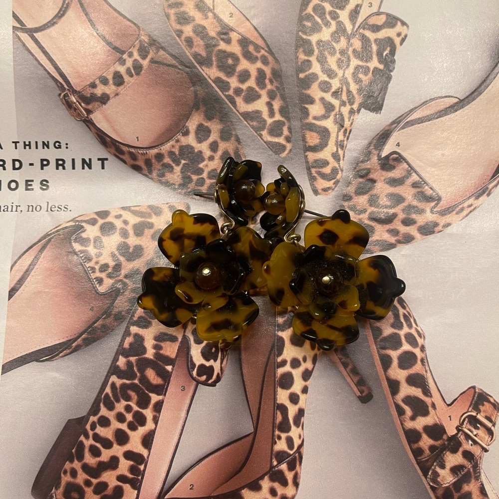 J. Crew Tortoise Print Floral Earrings